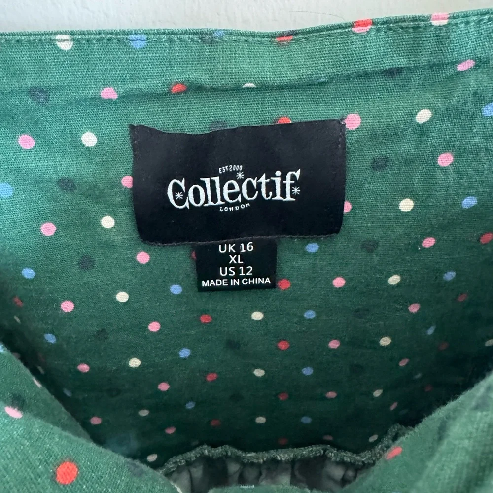 Collectif Clothing Modcloth 50s Jemima Polka Dot Swing Dress in Green size 12 - Picture 7 of 8